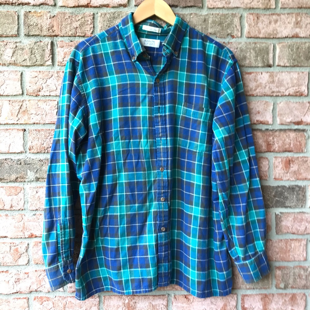Blue & Green Long Sleeve Arrow Sport Flannel (XL)